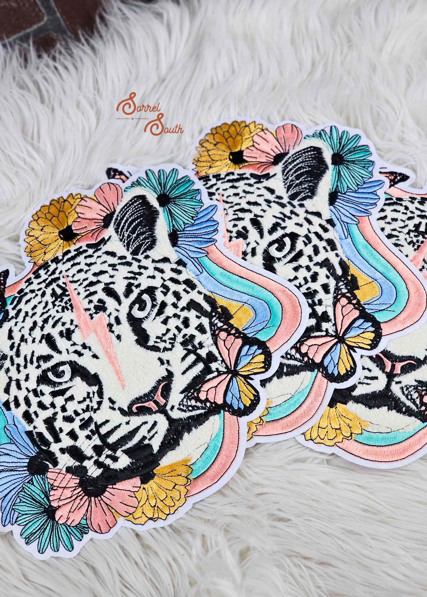 10" LARGE Retro Leopard Patch adhesive patch Sorrel South