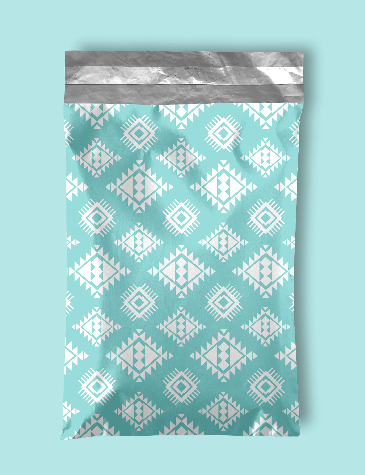 10" x 13" Turquoise & White Aztec Poly Mailers