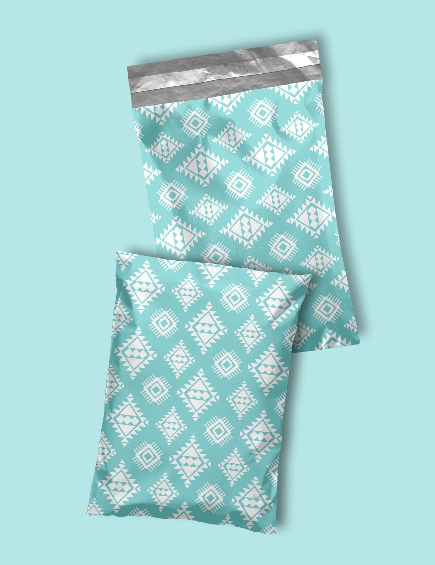 10" x 13" Turquoise & White Aztec Poly Mailers