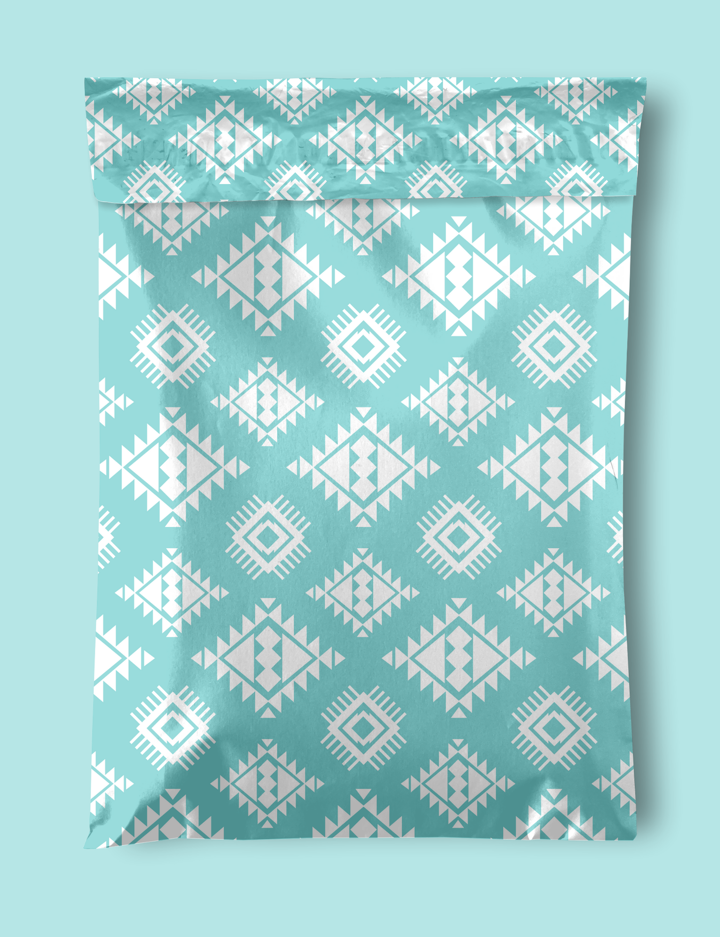 10" x 13" Turquoise & White Aztec Poly Mailers