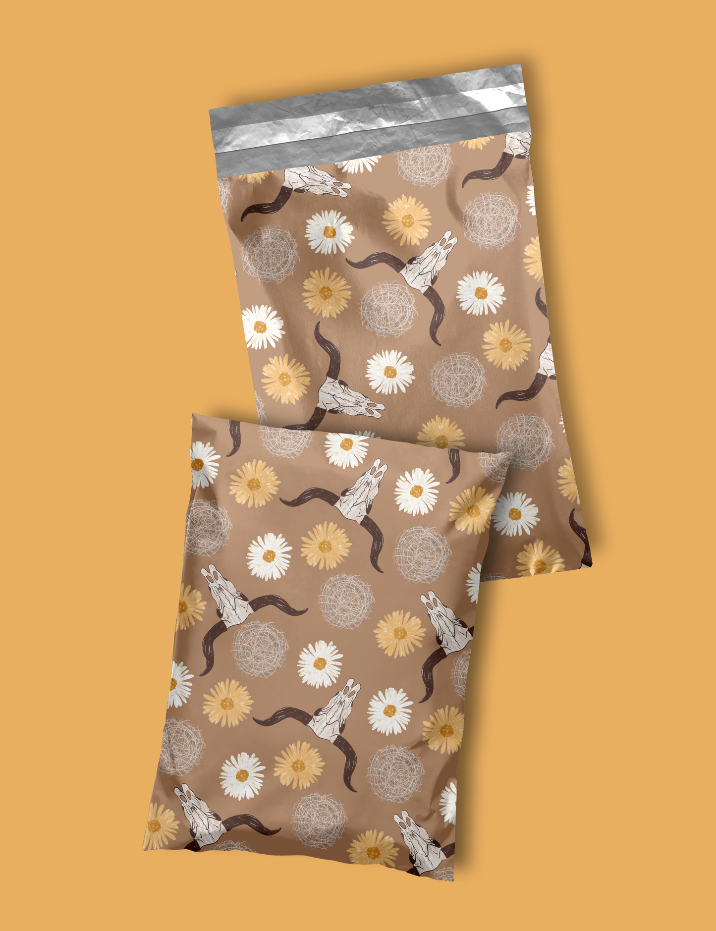 Daisy Steer Skull Poly Mailers, western poly mailers, boutique shipping supplies