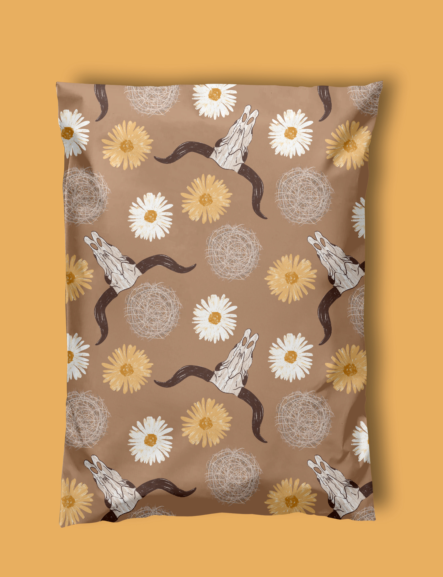Daisy Steer Skull Poly Mailers, western poly mailers, boutique shipping supplies