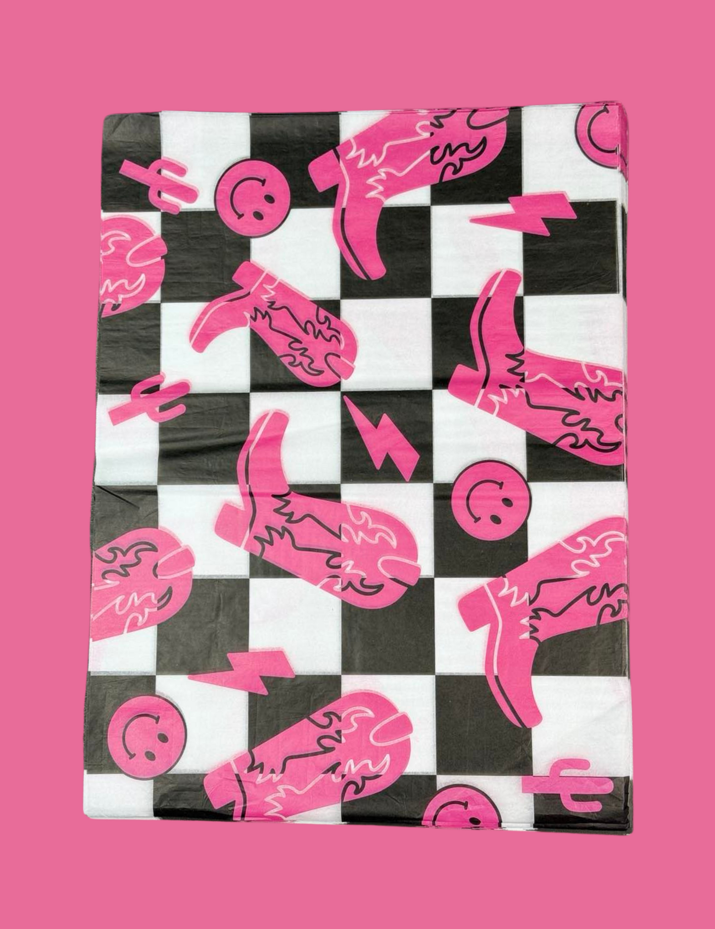 20" x 15" Pink Checkered Tissue Paper, western wrapping paper