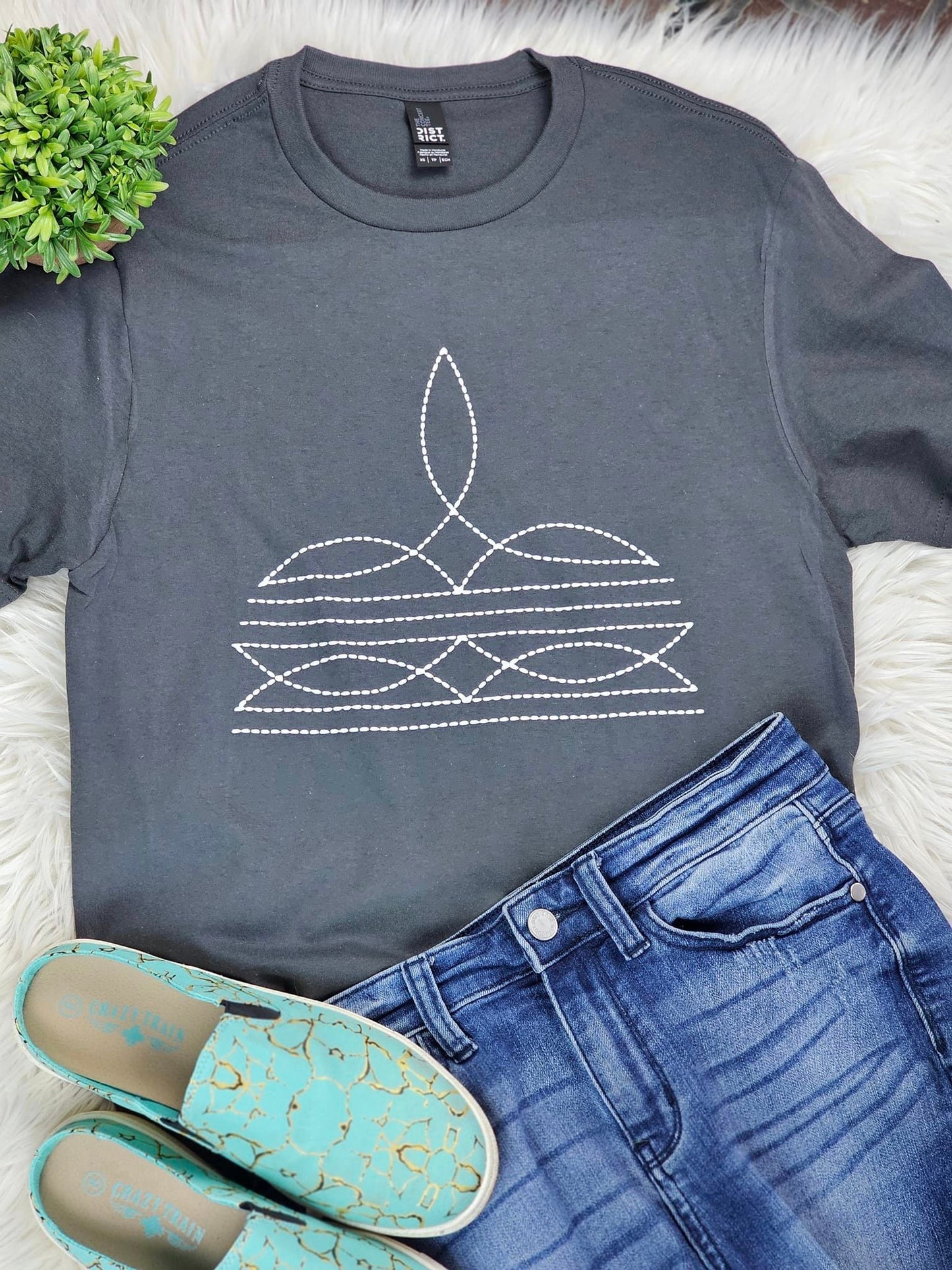 White Boot Stitch Screenprint Transfer screenprint transfer Sorrel South