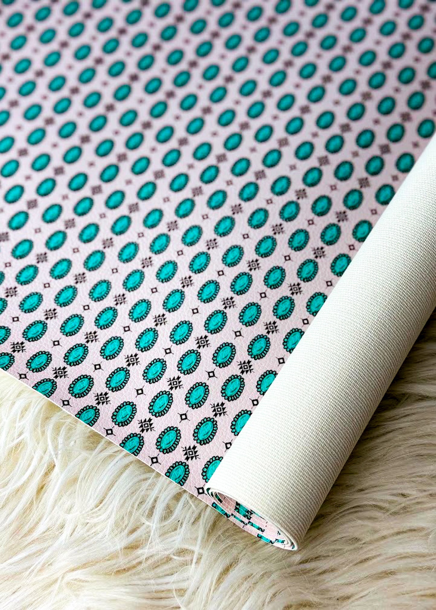 Turquoise Concho Stone Faux Leather
