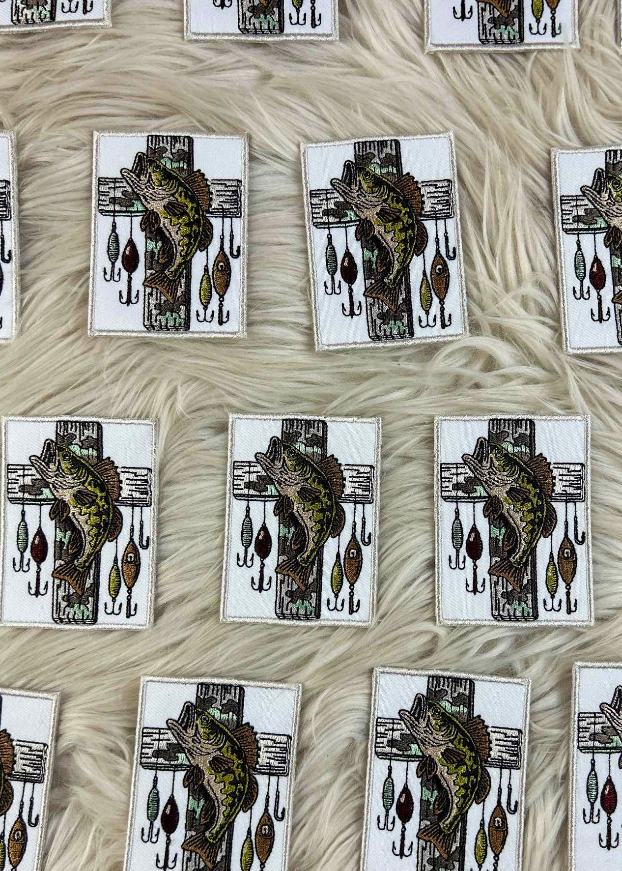 Bass Fishing and Camo Cross Patch adhesive patch Sorrel South
