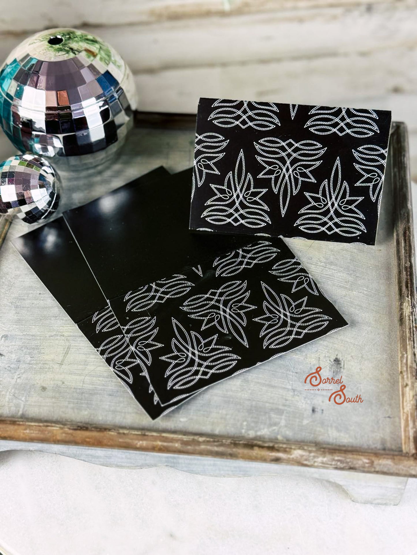 Black Boot Stitch Blank Cards 3.5" x 5" greeting card Sorrel South