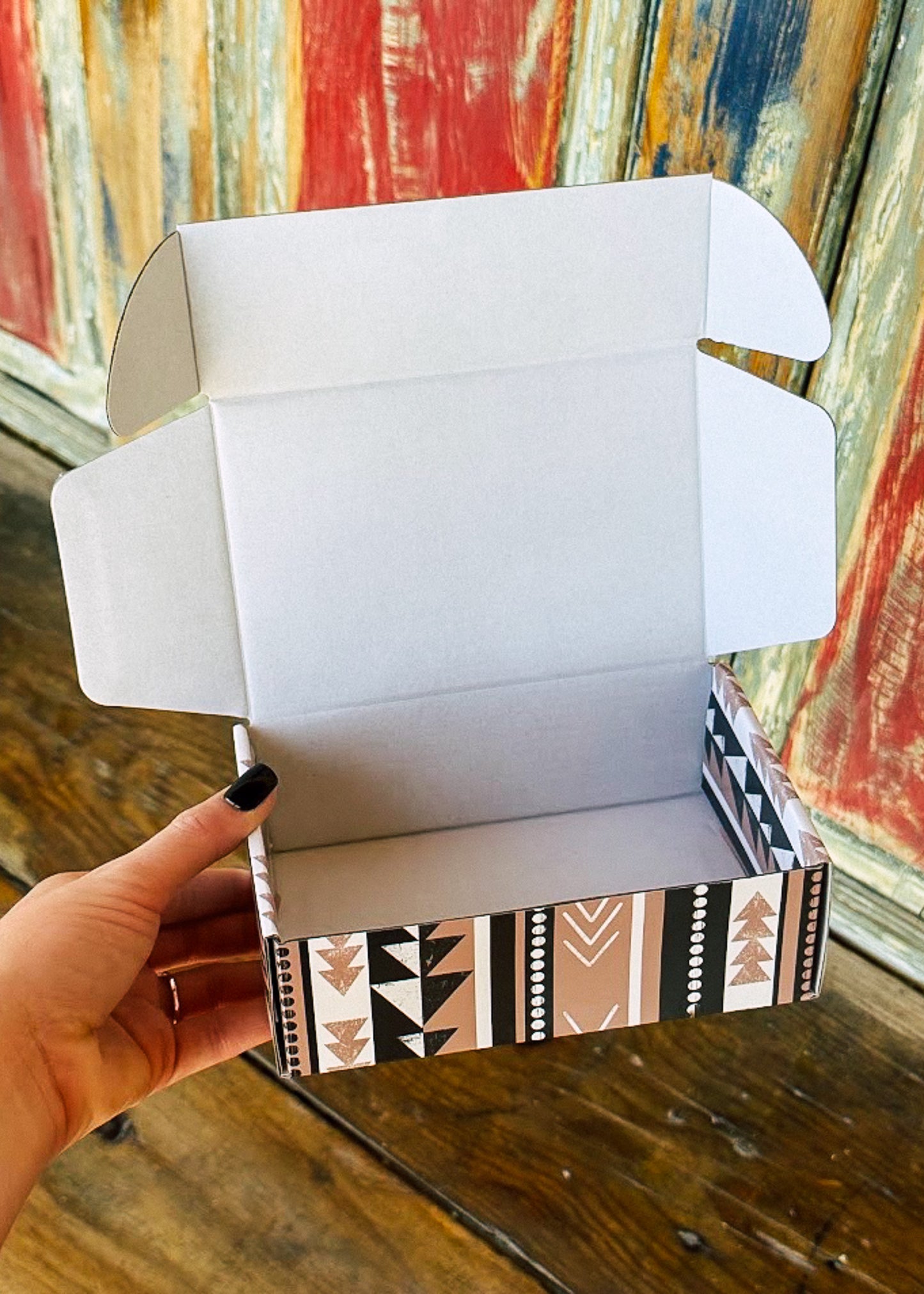 6" x 4" x 2" Black & Tan Aztec Buckle Boxes 6x4x2 shipping boxes Sorrel South