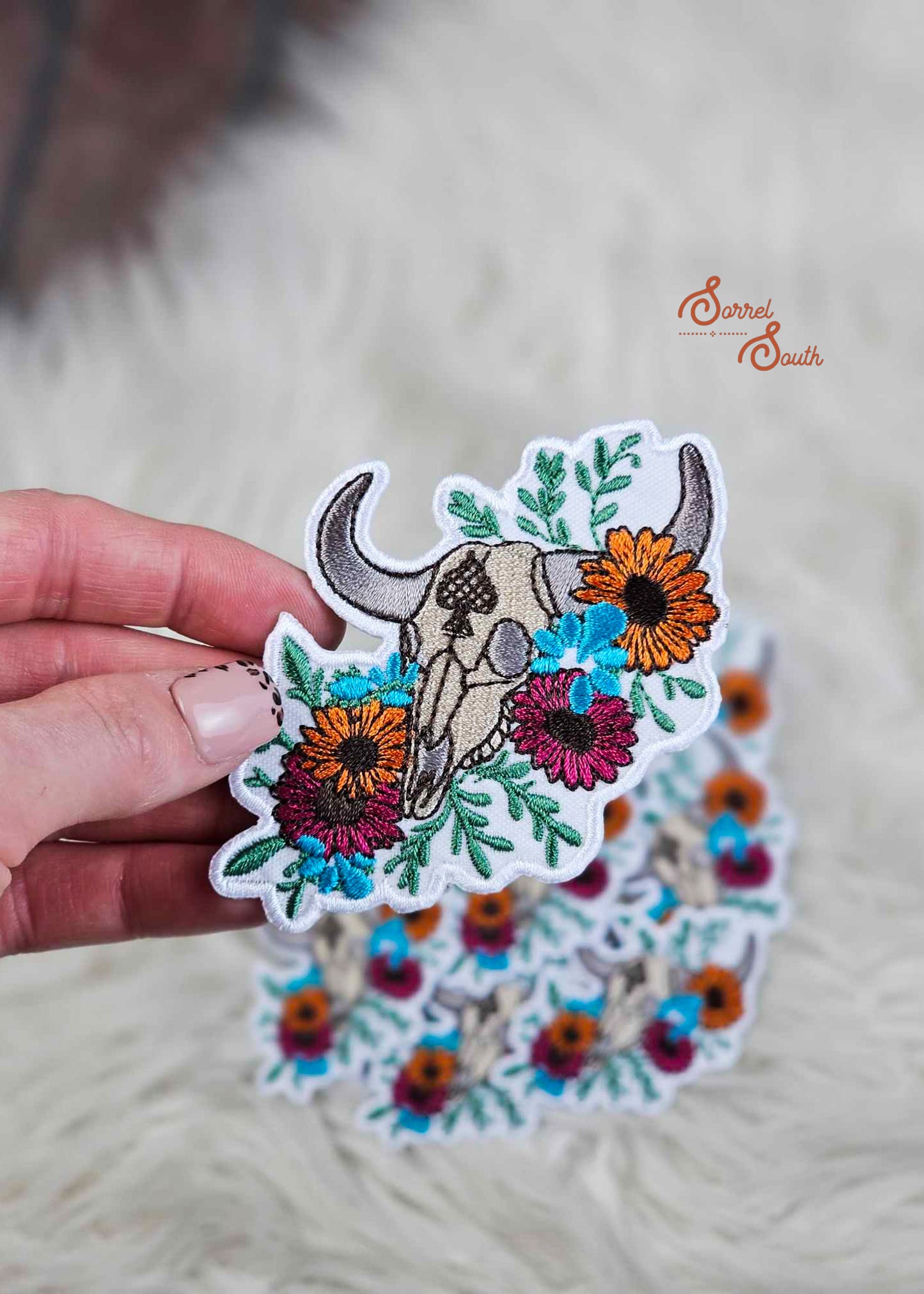 Boho Steer Skull Patch adhesive patch Sorrel South