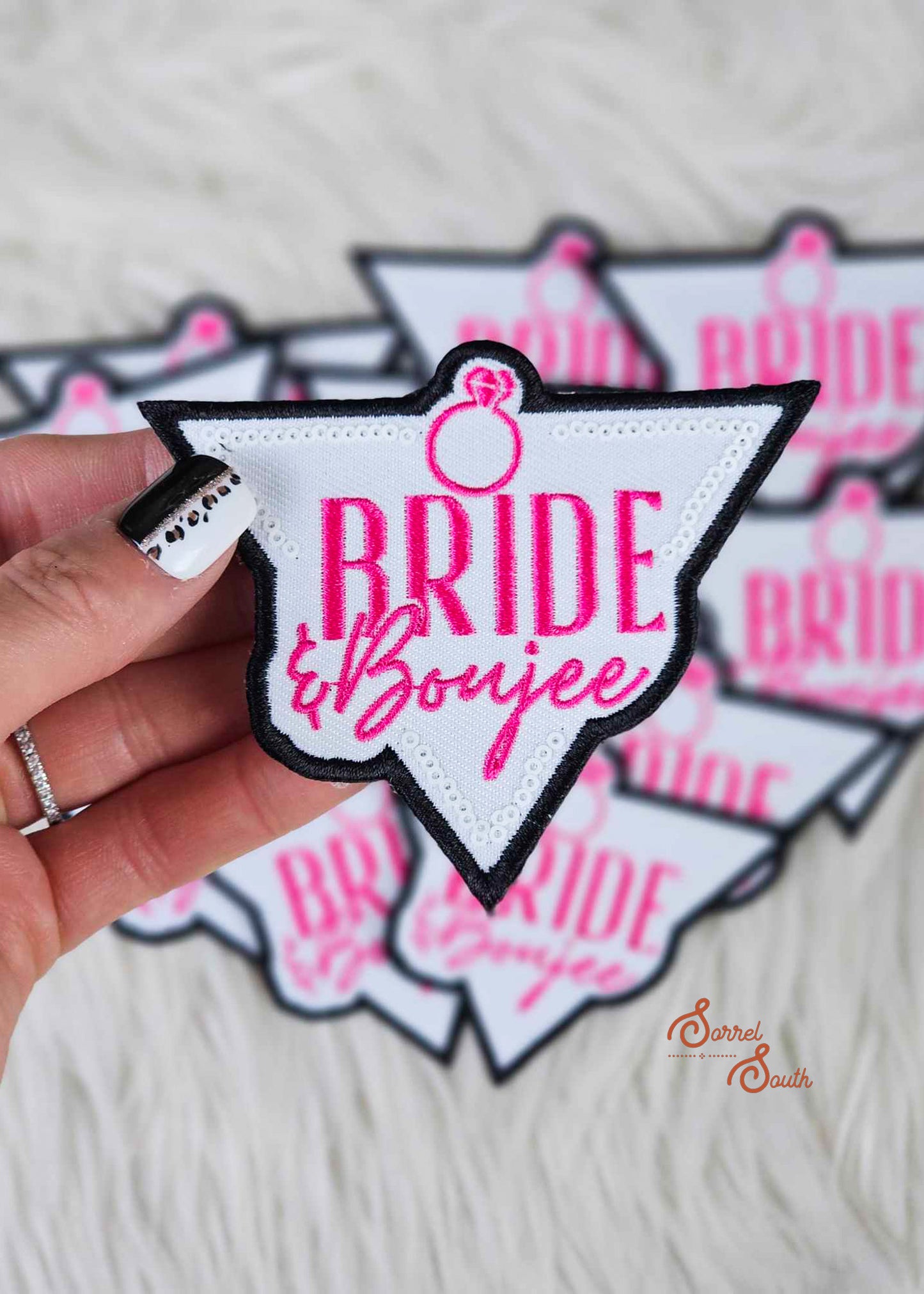 Bride & Boozy Sequin Patch, wholesale iron on bridal patches
