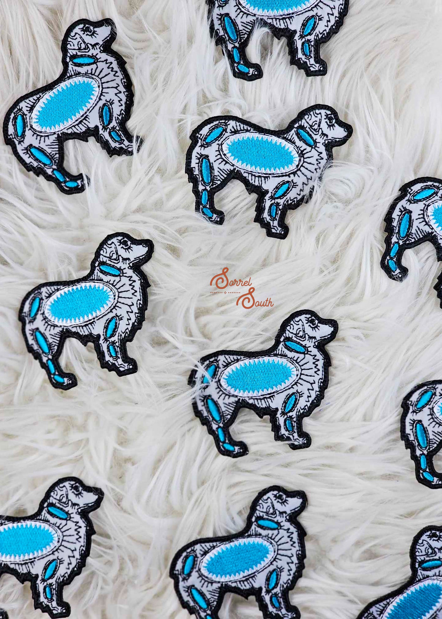 Cattle Dog Turquoise Stone Patch adhesive patch Sorrel South
