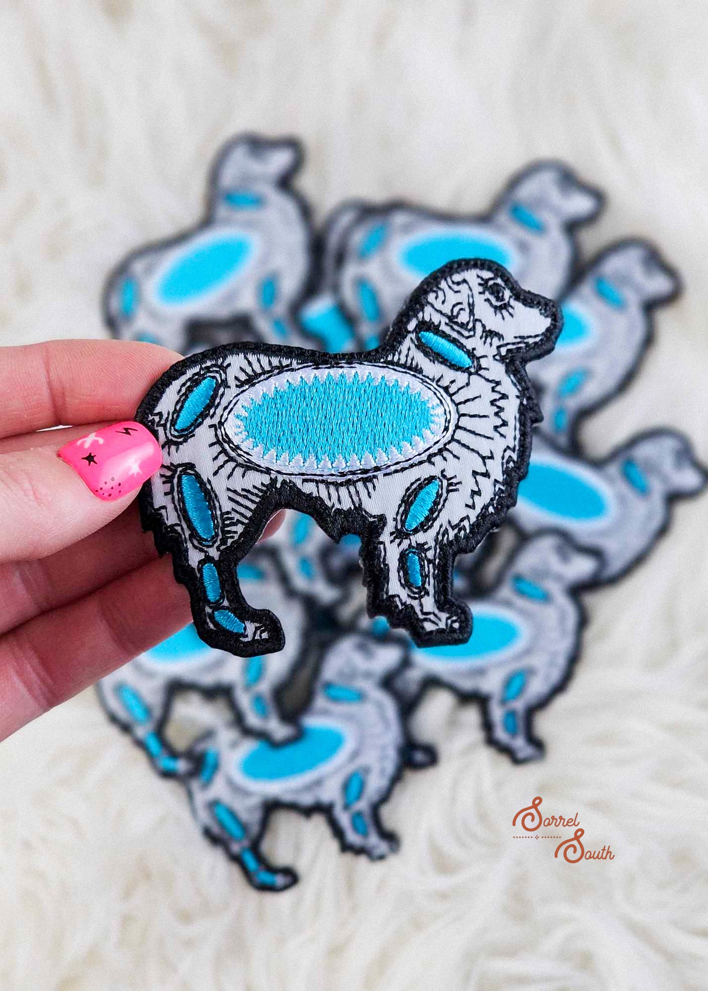 Cattle Dog Turquoise Stone Patch adhesive patch Sorrel South