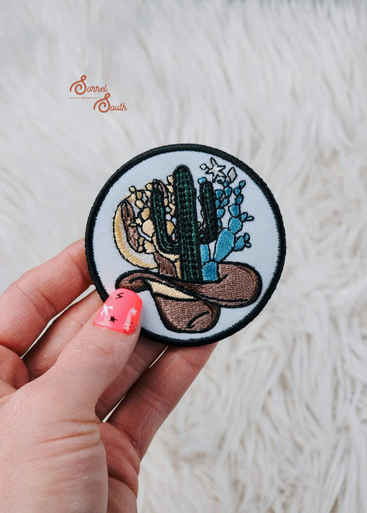 Circle Cowboy Hat Cactus Adhesive Patch adhesive patch Sorrel South