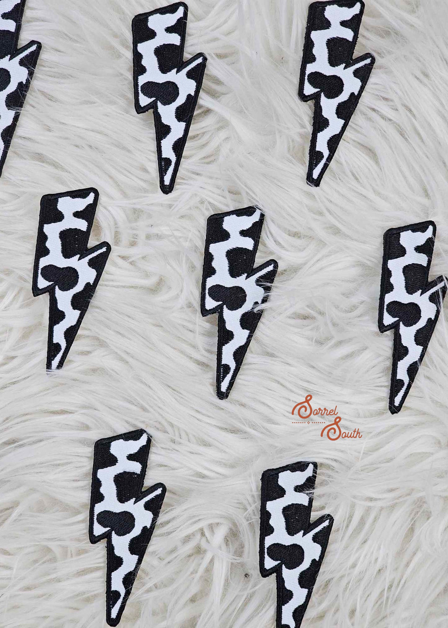 Cowprint Lightning Bolt Patch adhesive patch Sorrel South