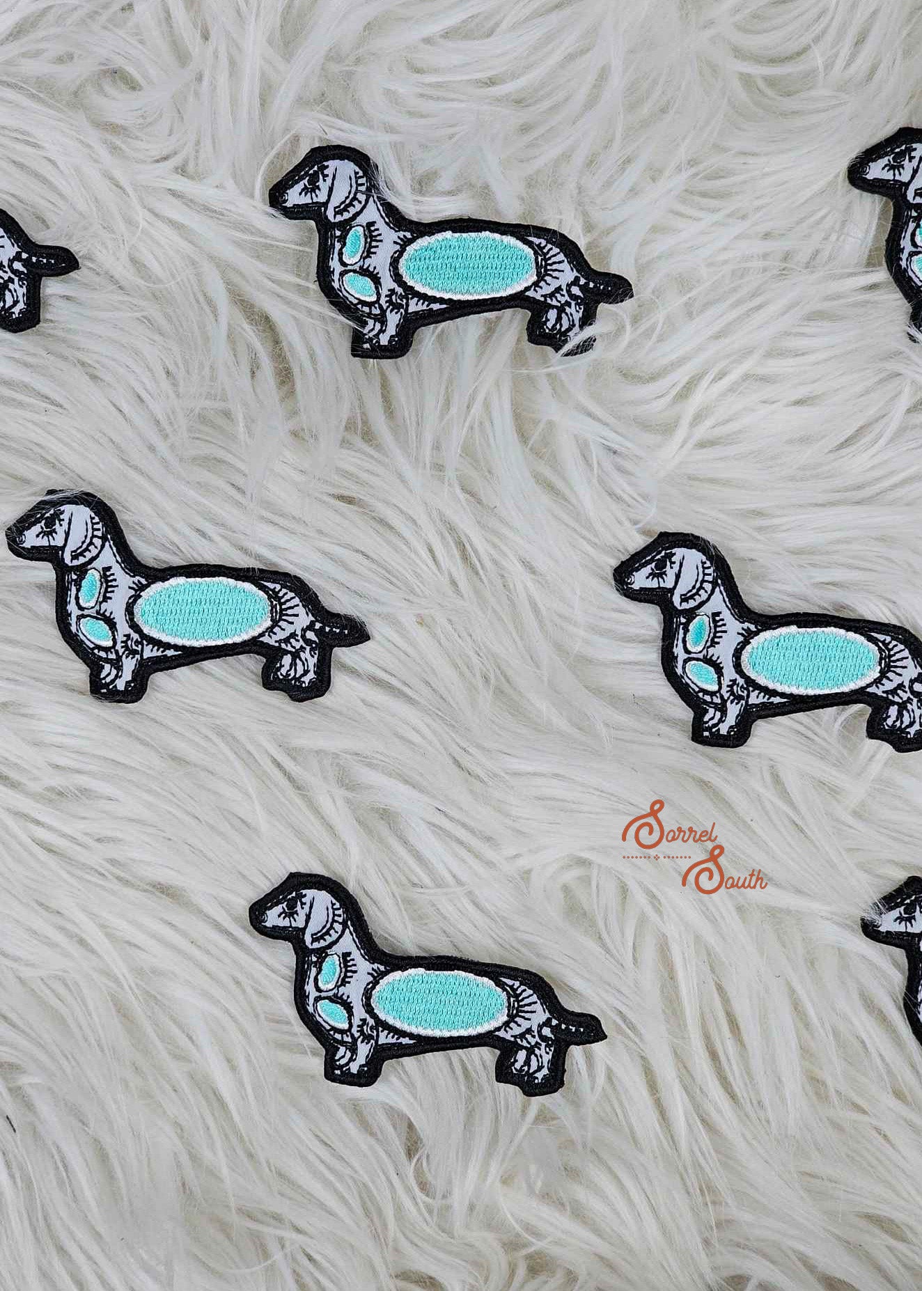 Dachshund Turquoise Stone Patch adhesive patch Sorrel South