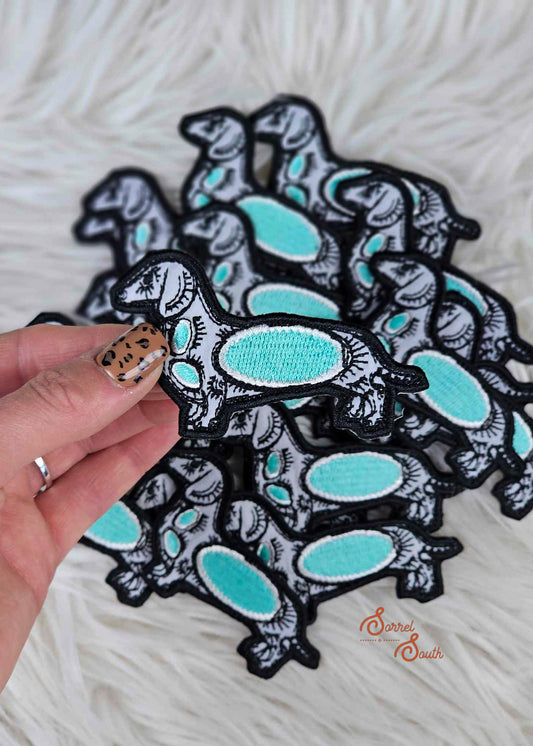 Dachshund Turquoise Stone Patch adhesive patch Sorrel South