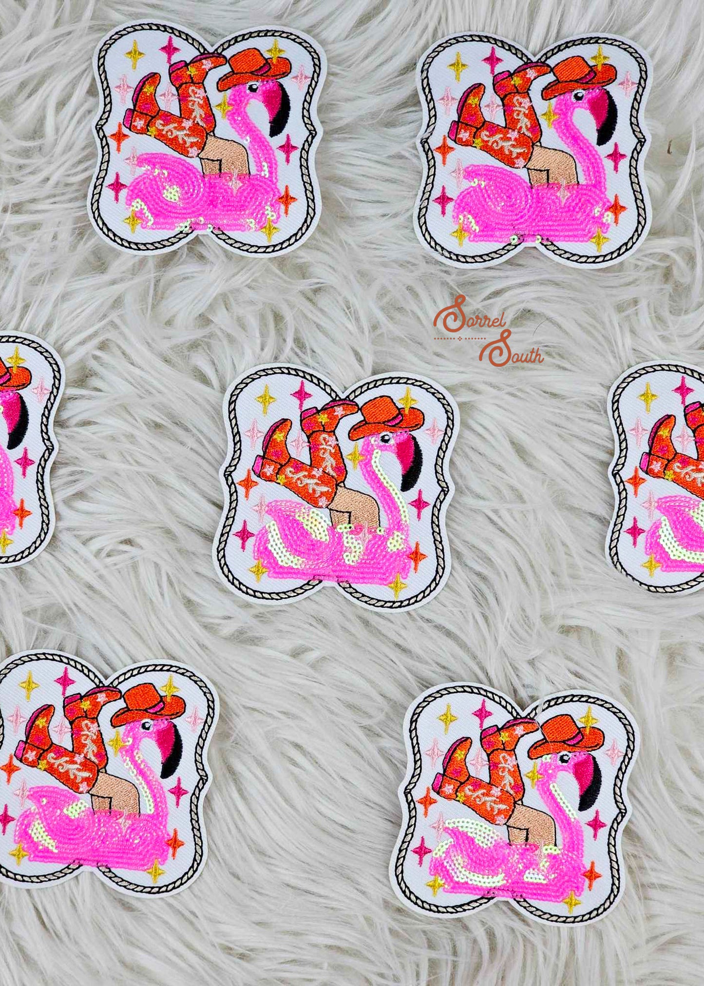Flamingo Sequin Floatie Patch adhesive patch Sorrel South
