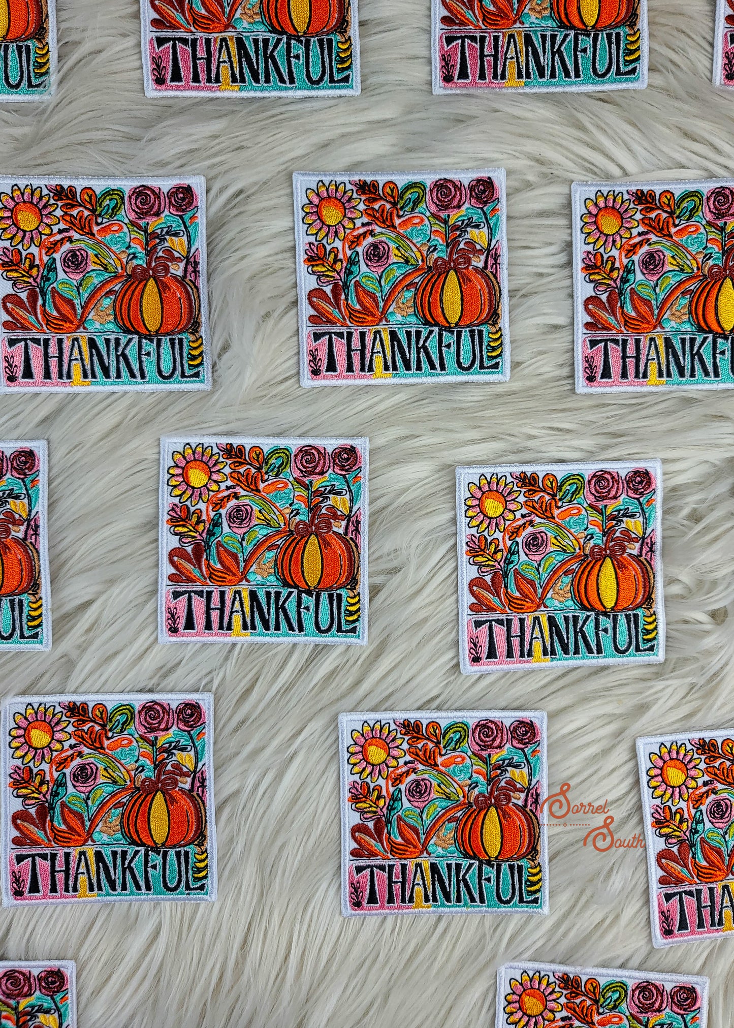 Floral Pumpkin Thankful Patch adhesive patch Sorrel South
