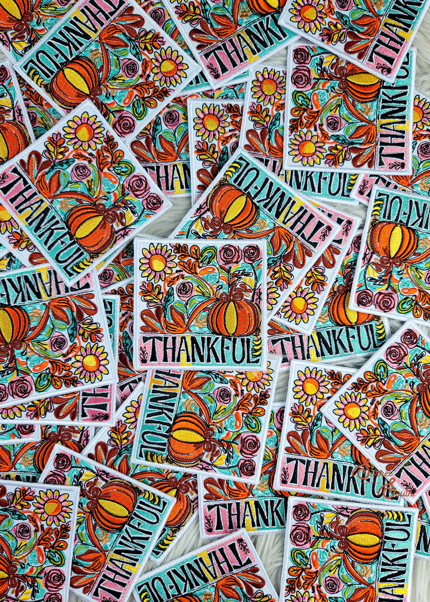 Floral Pumpkin Thankful Patch adhesive patch Sorrel South