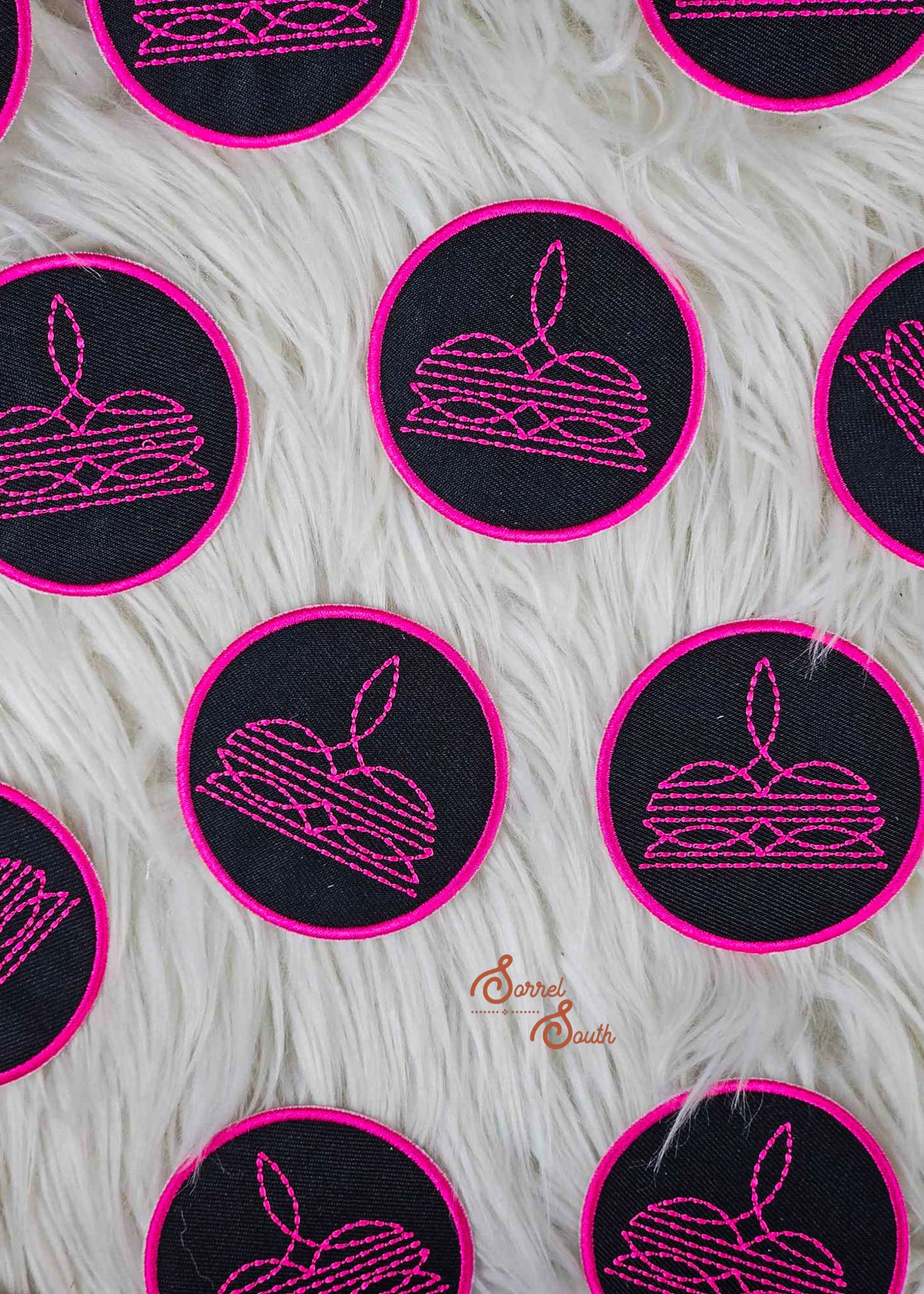 Hot Pink & Black Boot Stitch Patch adhesive patch Sorrel South
