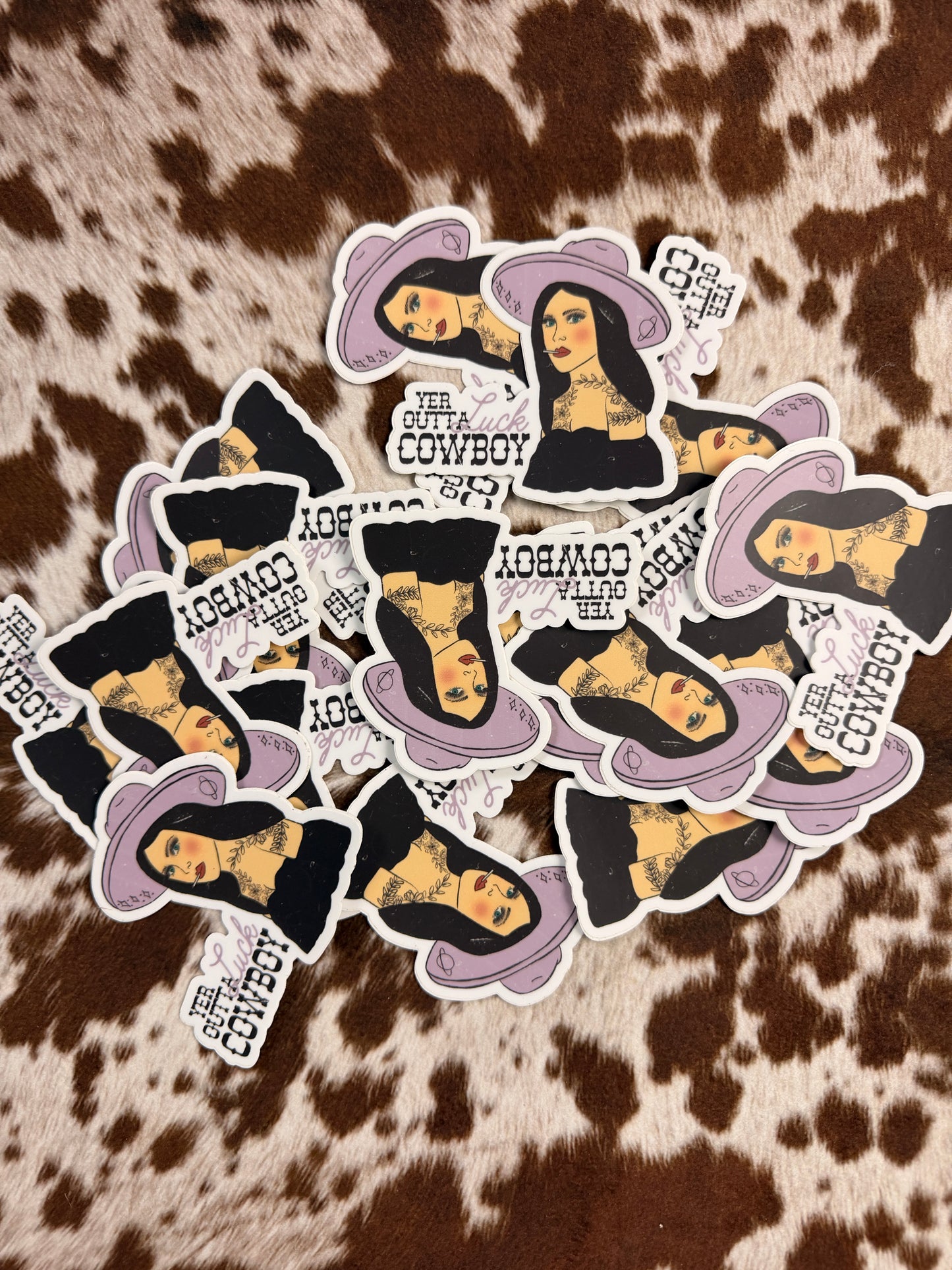 Yer Outta Luck Cowboy Sticker - Pack of 5