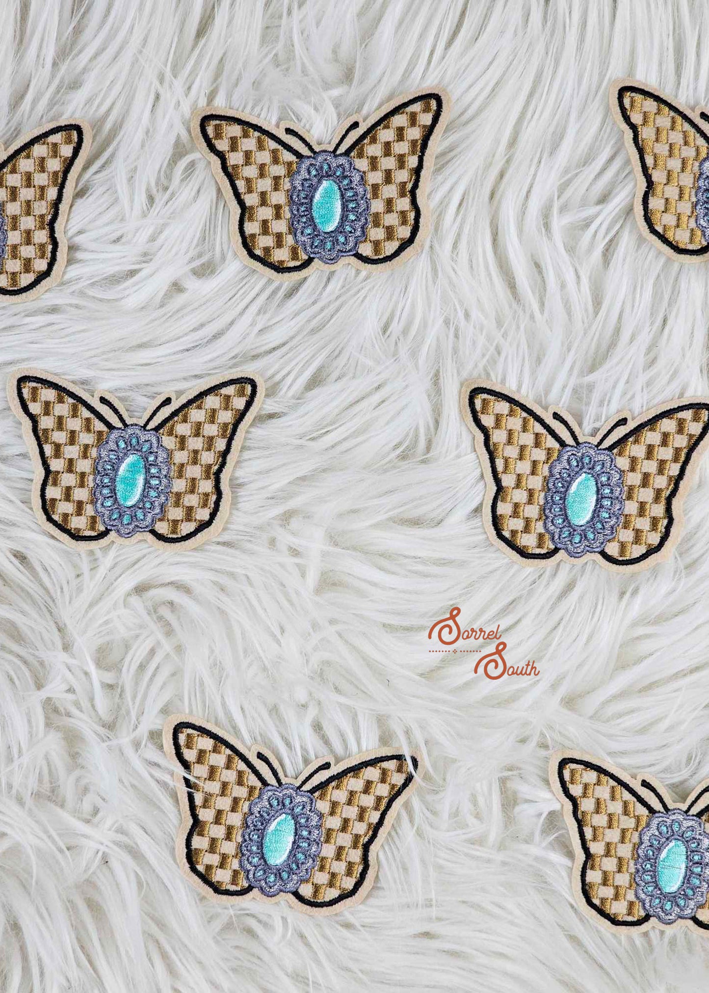 Khaki Checkered Butterfly Patch adhesive patch Sorrel South