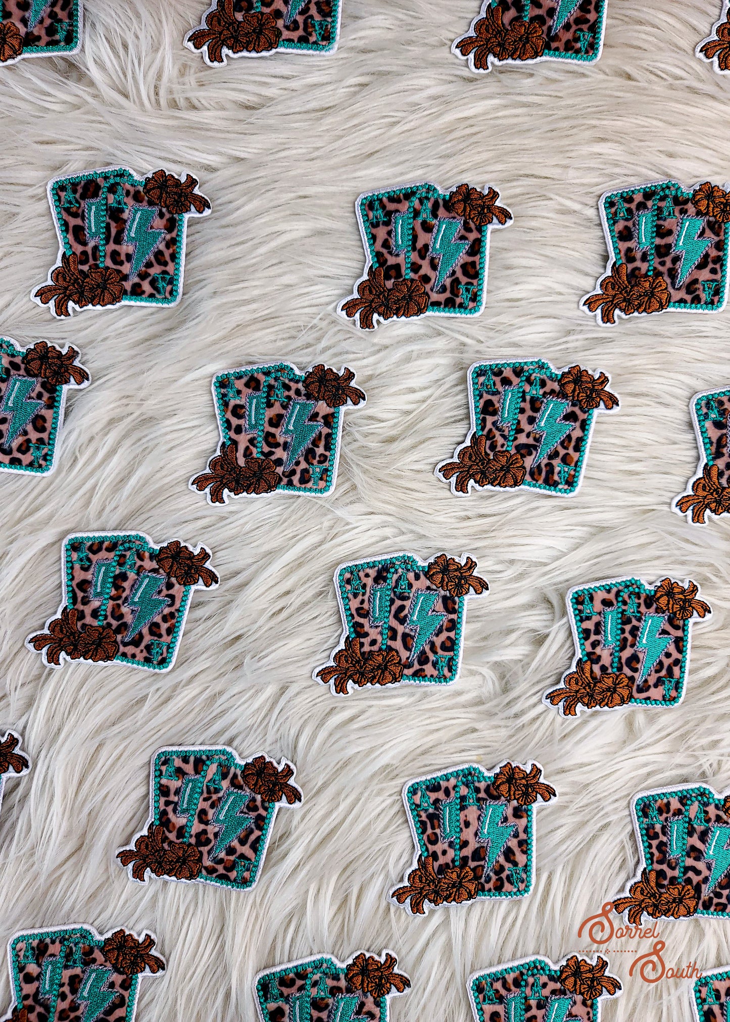 Leopard & Turquoise Lightning Aces Patch adhesive patch Sorrel South