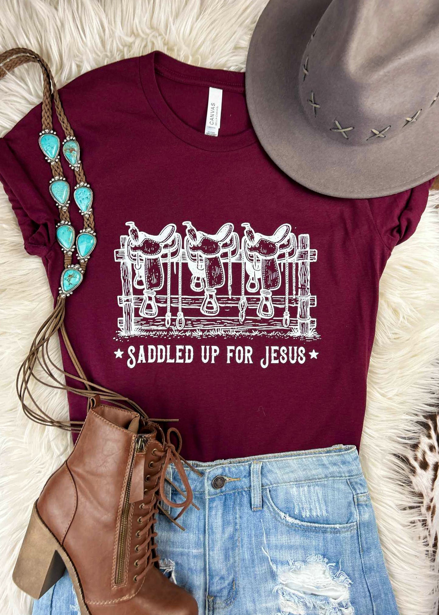 Saddled Up For Jesus Screenprint Transfer screenprint transfer Sorrel South