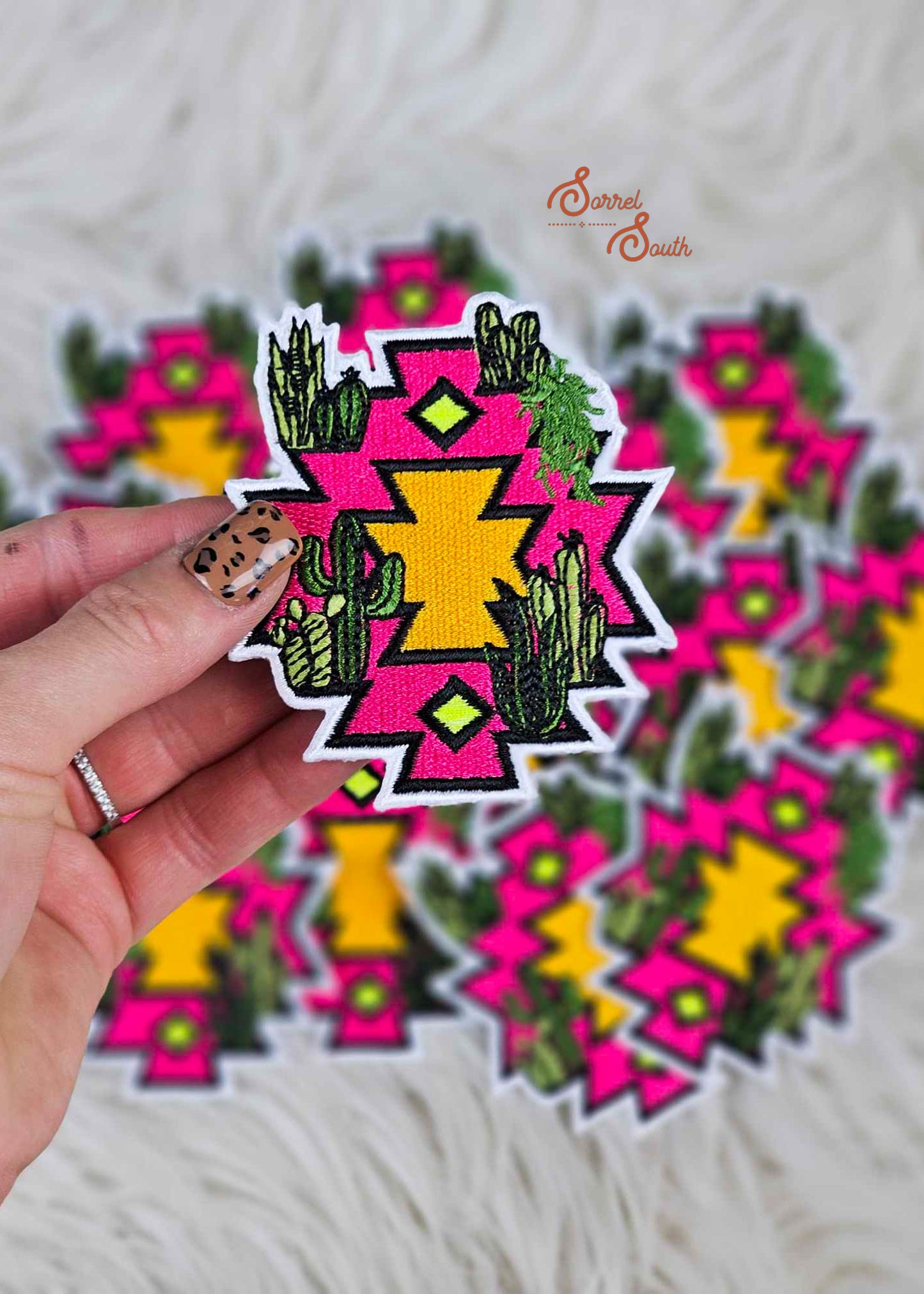 Pink Cactus Aztec Patch adhesive patch Sorrel South
