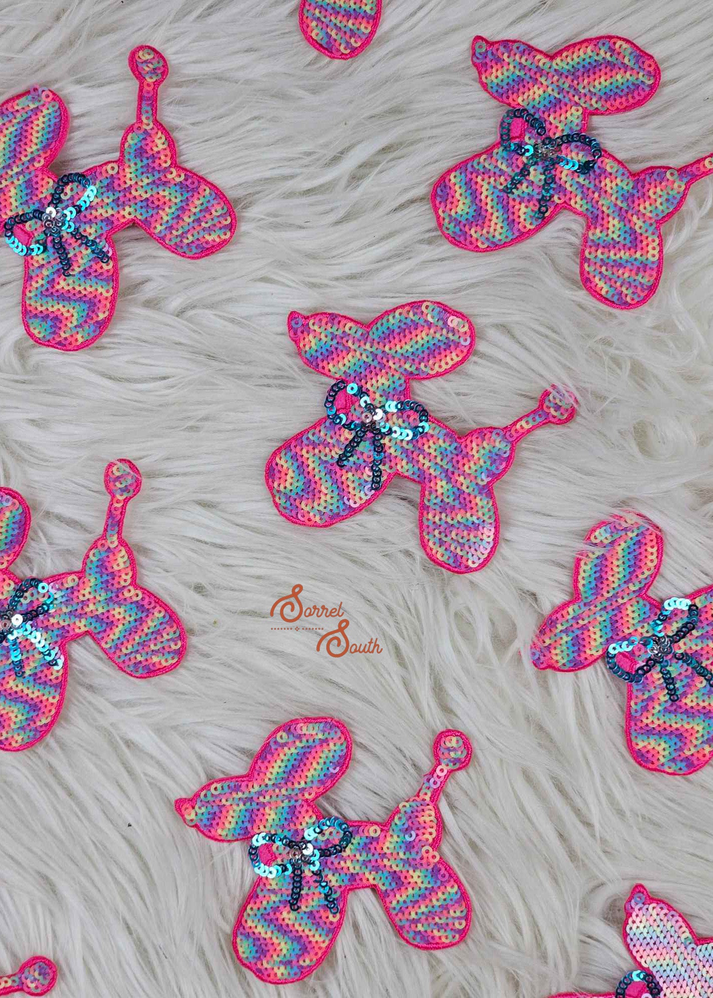 Pink Sequin Balloon Dog Patch adhesive patch Sorrel South