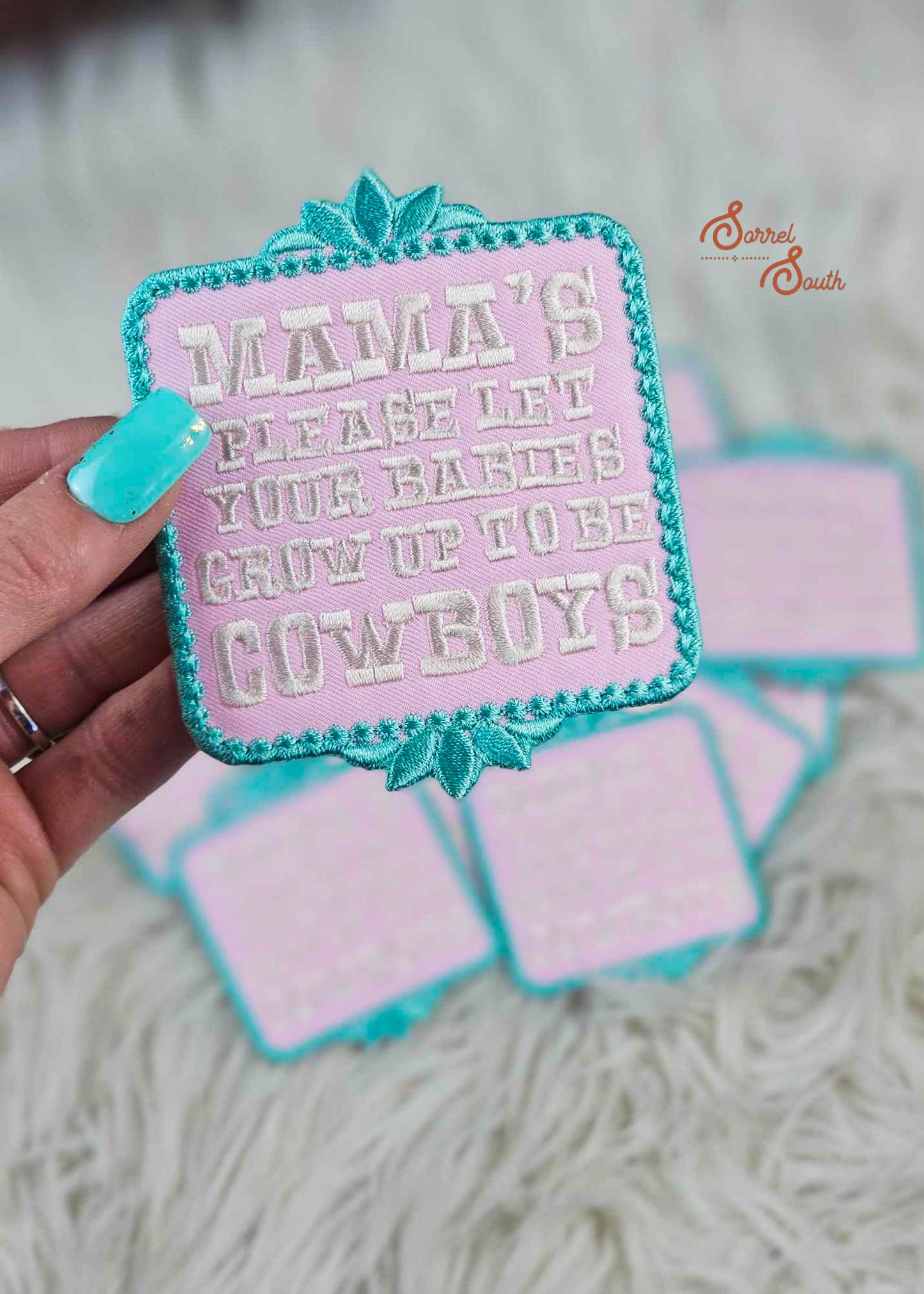 Pink & Turquoise Grow Up To Be Cowboys Patch adhesive patch Sorrel South