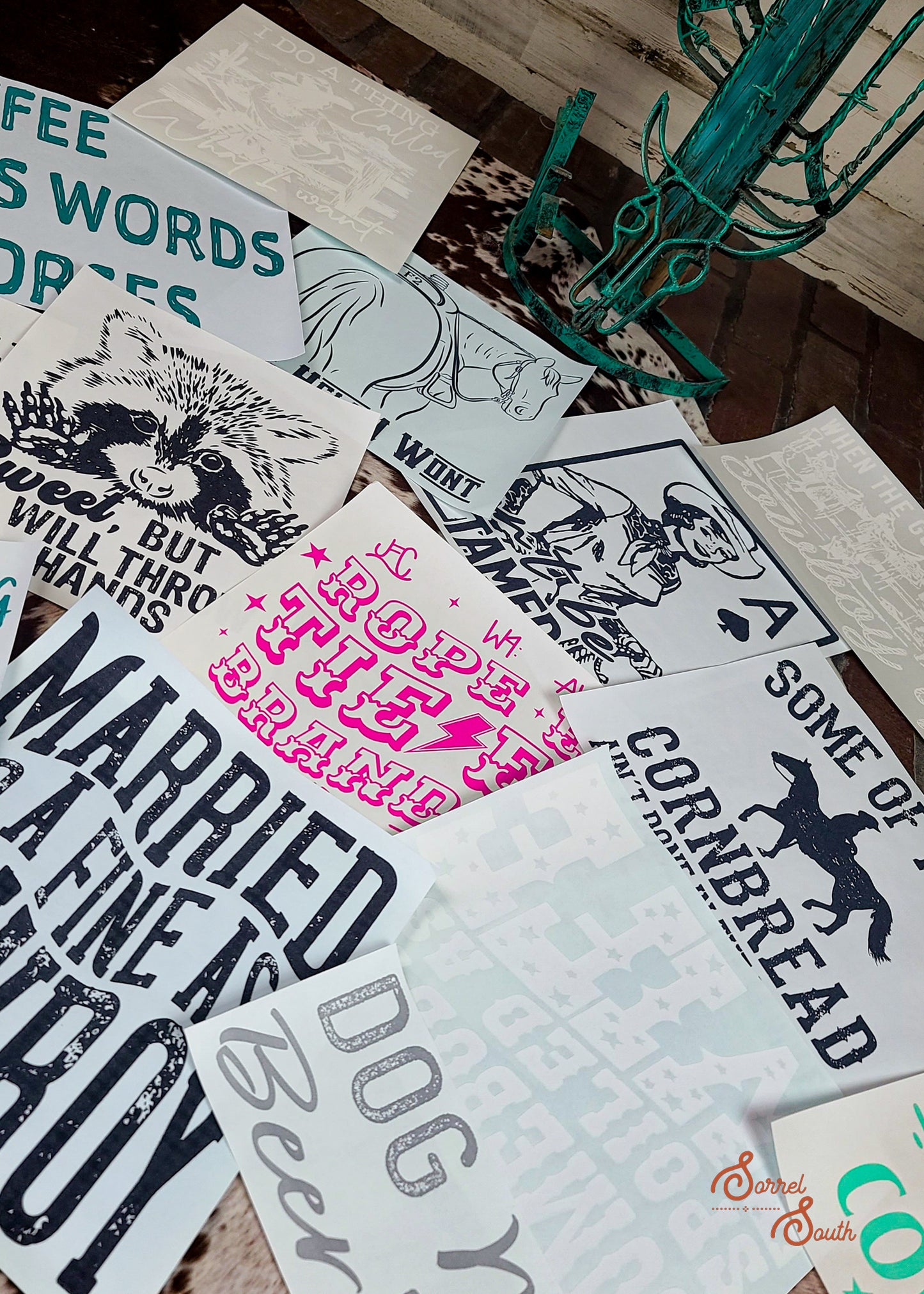 Sassy Phrases Transfer Bundle Pack of 31 (All Transfers May not be pictured) screenprint transfer - assorted .50 lots Sorrel South