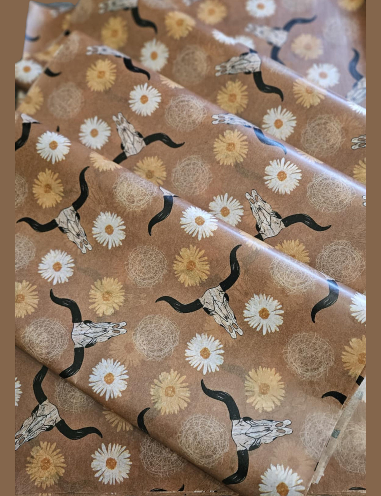 20" x 15" Brown Sunflower Steer Skull Daisy Tissue Paper tissue paper Sorrel South