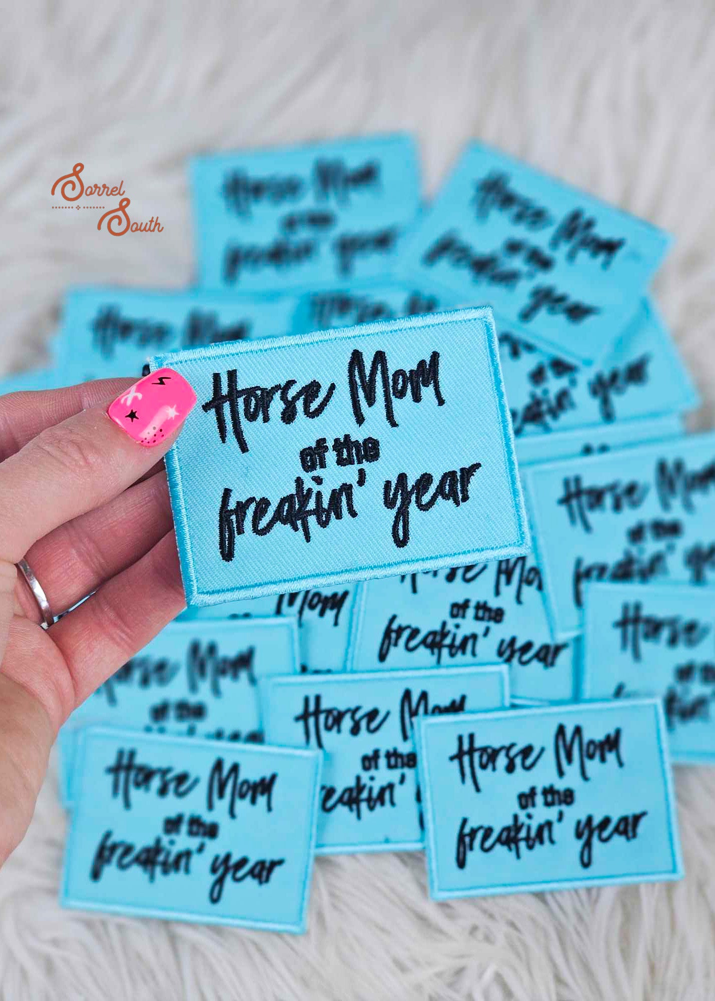 Turquoise HORSE Mom Of The Year Patch adhesive patch Sorrel South