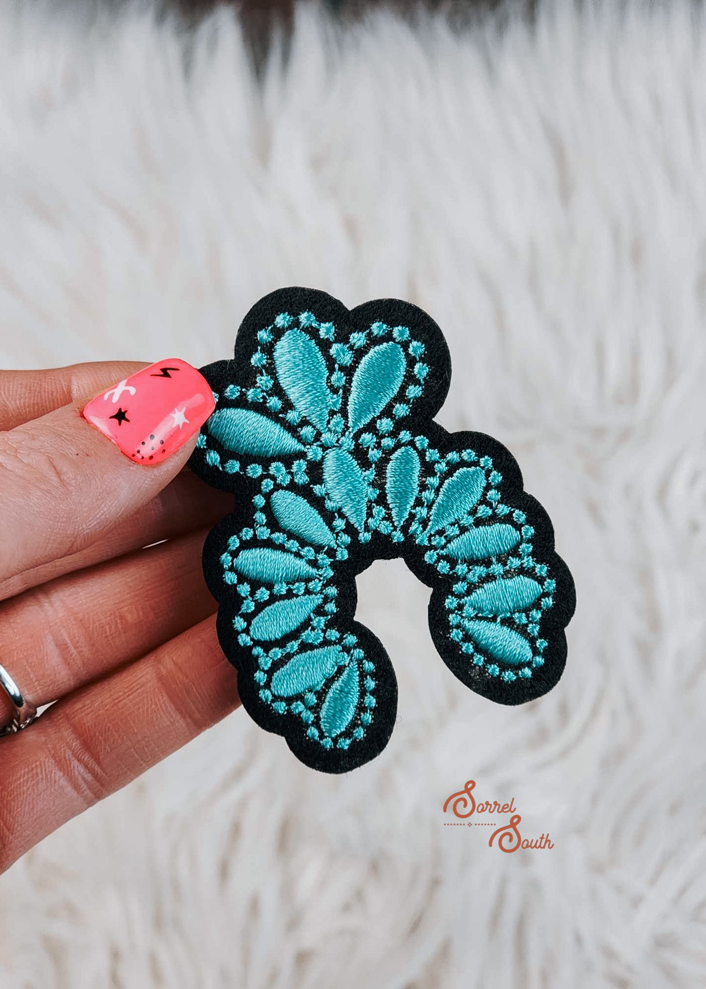 Black Turquoise Squash Blossom Adhesive Patch adhesive patch Sorrel South