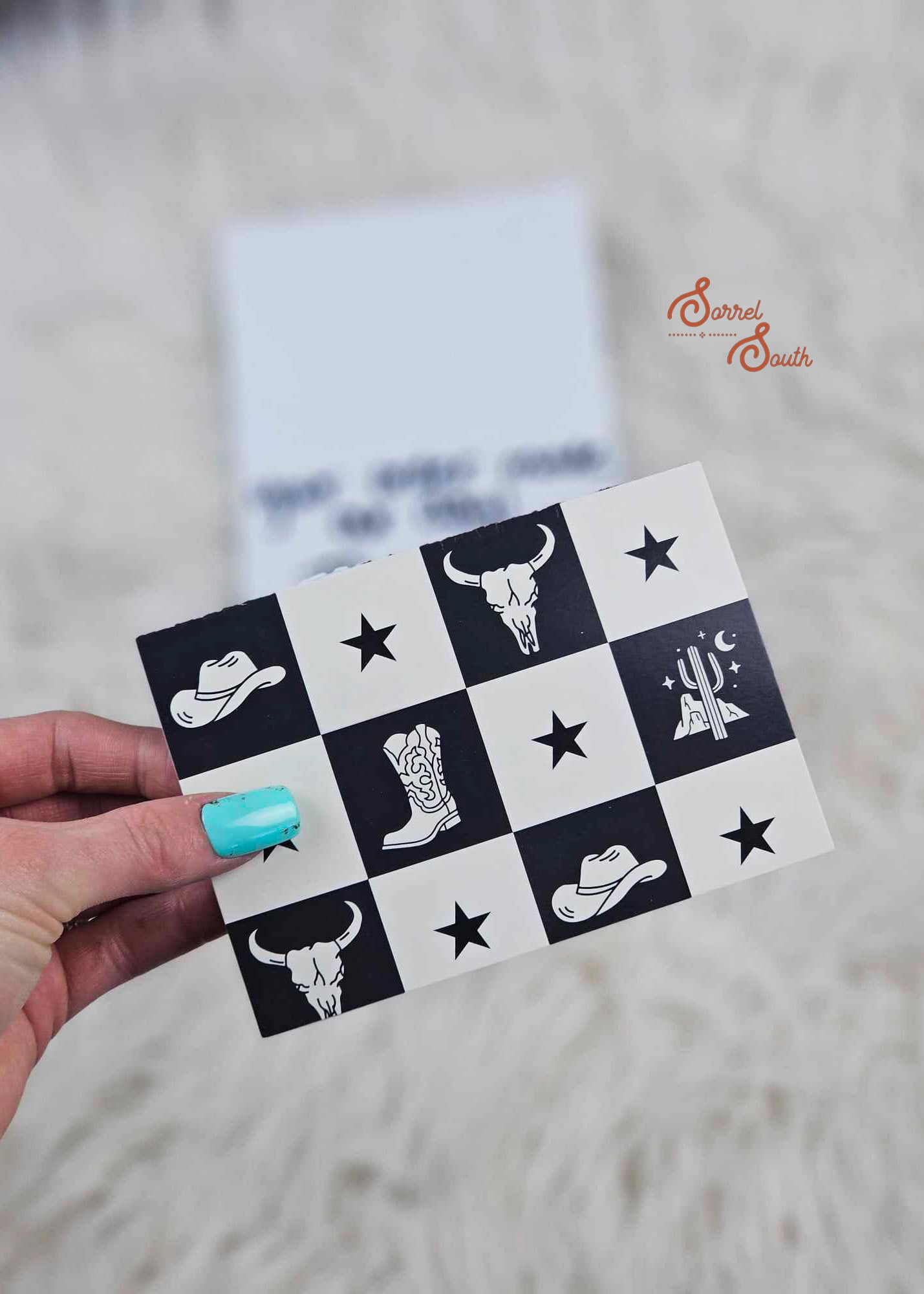 Western Checkered Blank Card 3.5" x 5" greeting card Sorrel South