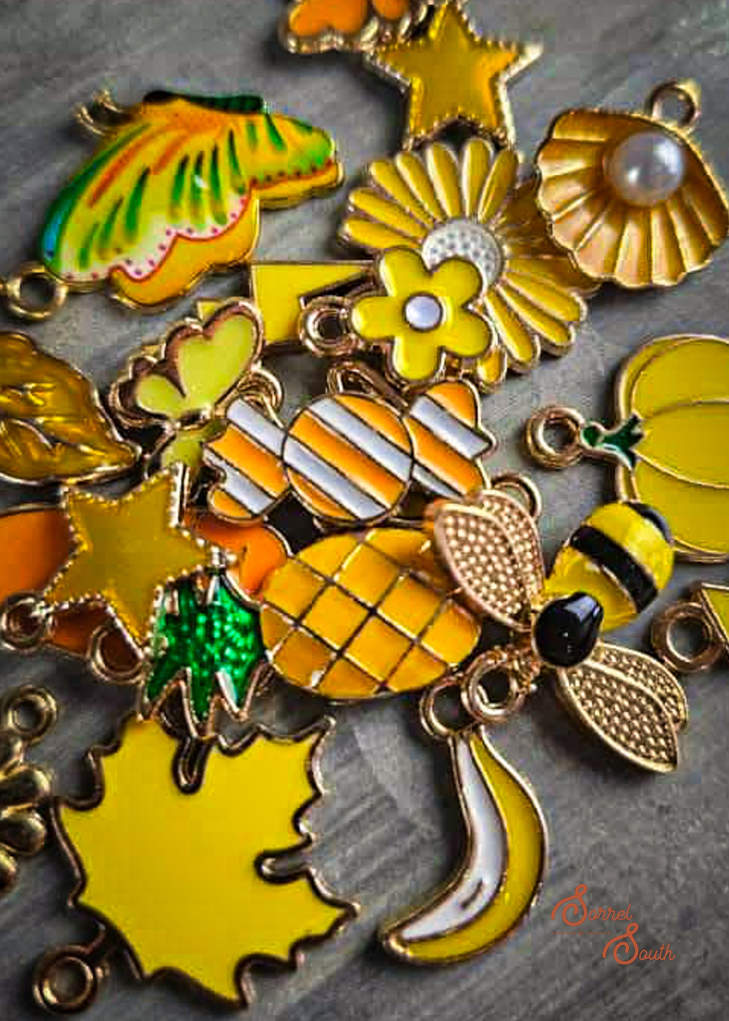 Yellow Assorted Charms - Pack of 10 charms Sorrel South