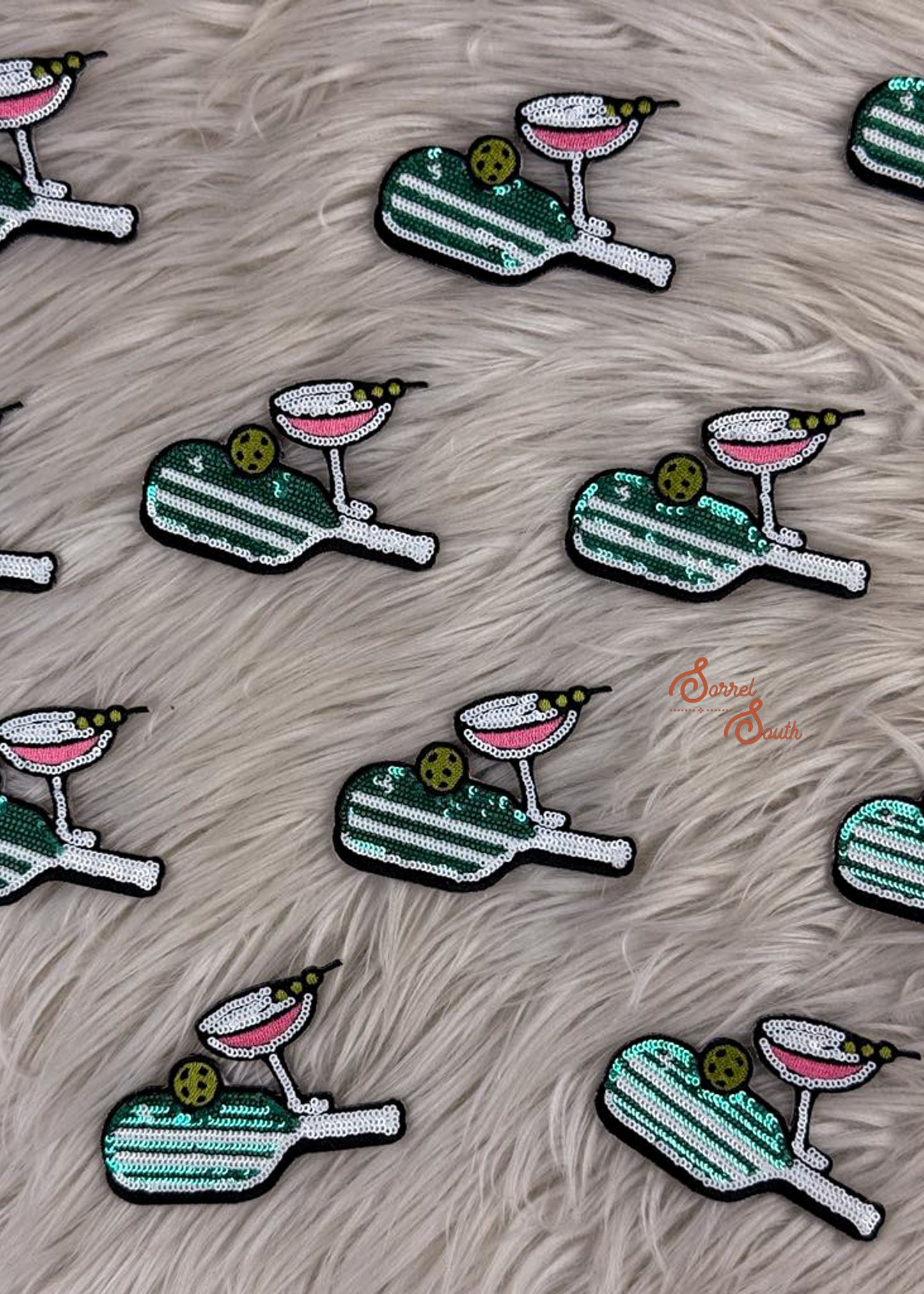 Sequin Pickleball Martini Patch adhesive patch Sorrel South