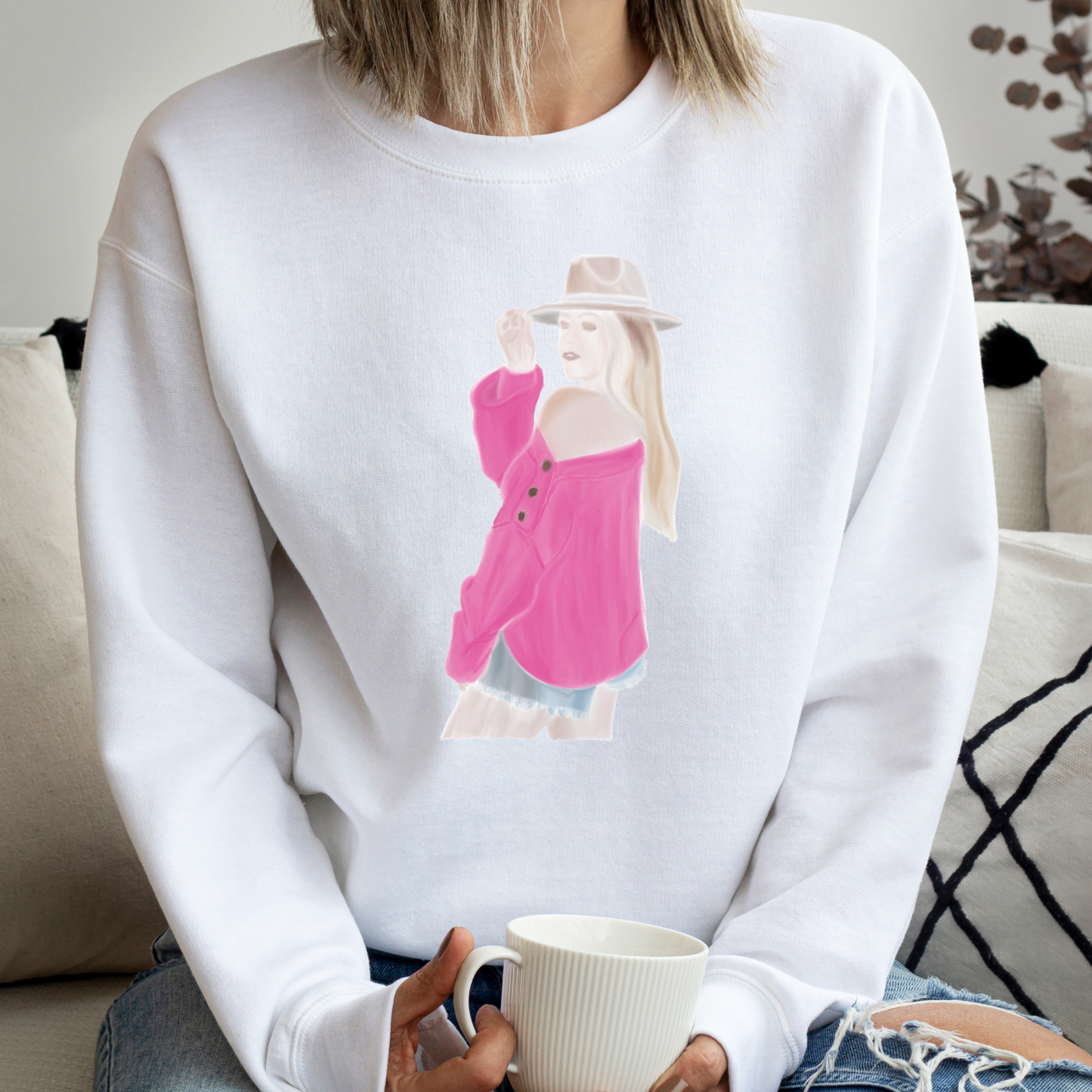 Hand Drawn Slouchy Sweater Girl PNG Design