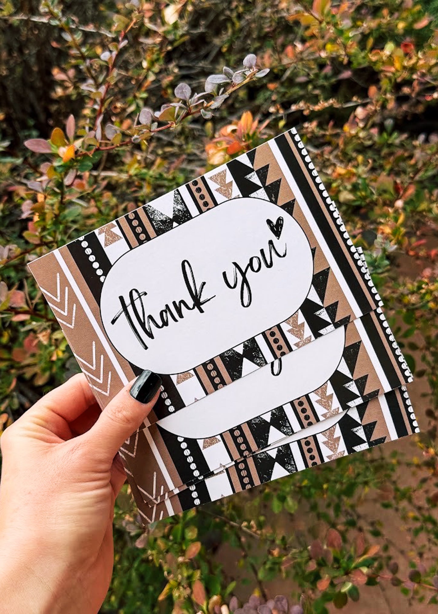 Black & Tan Aztec Thank You Card 4" x 6"