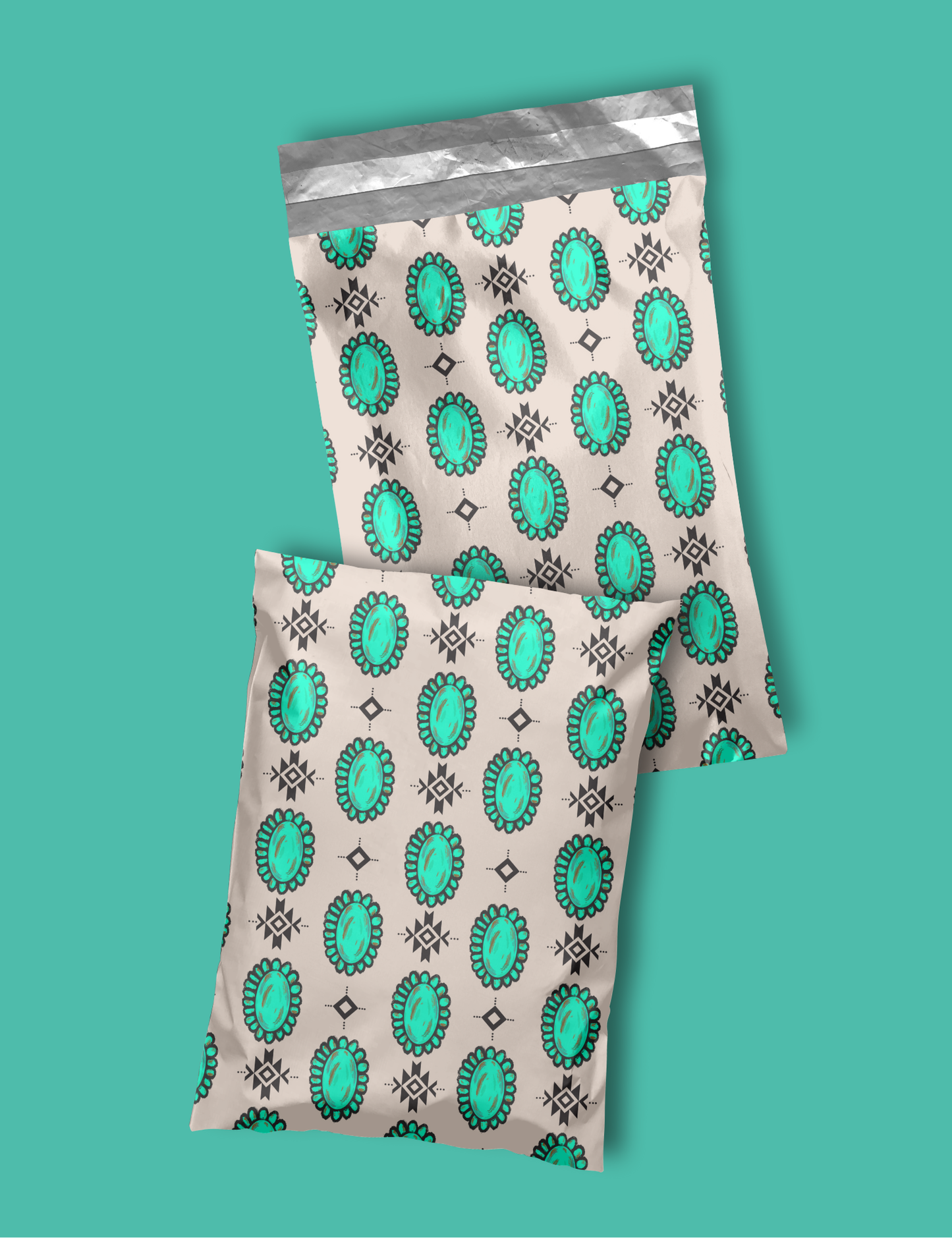10" x 13" Turquoise Stone Aztec Poly Mailers poly mailer Sorrel South