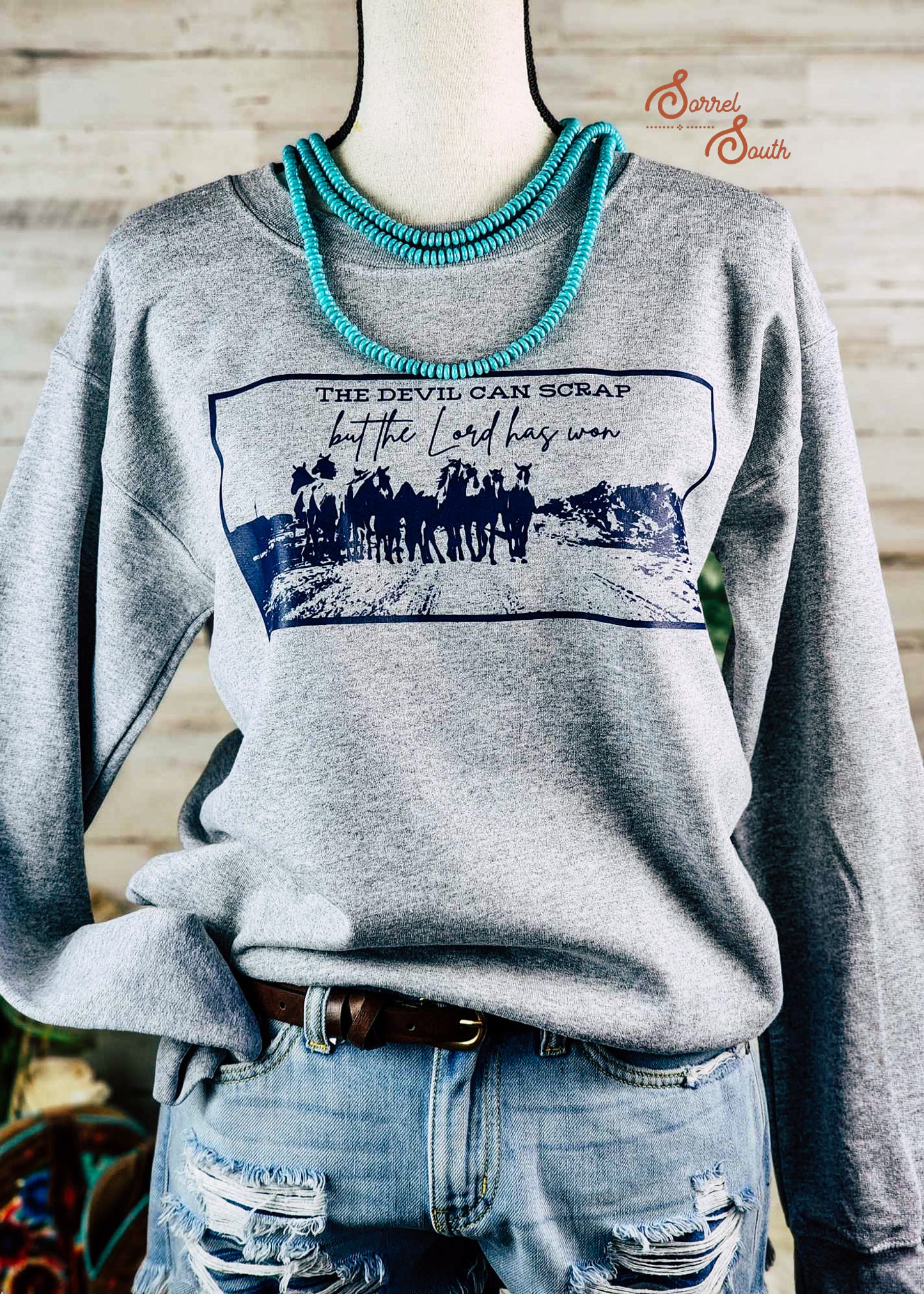Gray The Devil Can Scrap Pullover graphic pullover Sorrel South Small