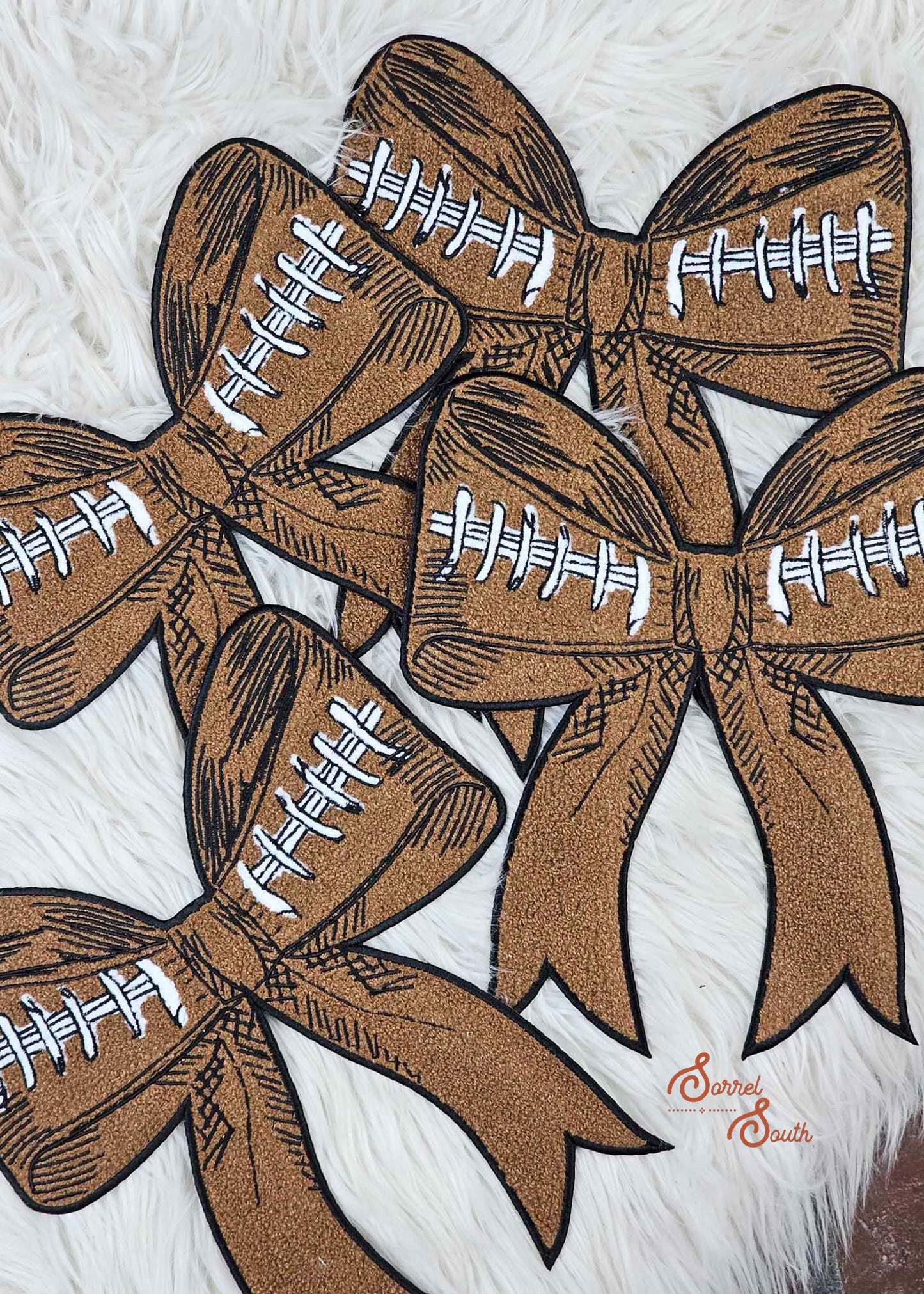 10" LARGE Football Bow Patch