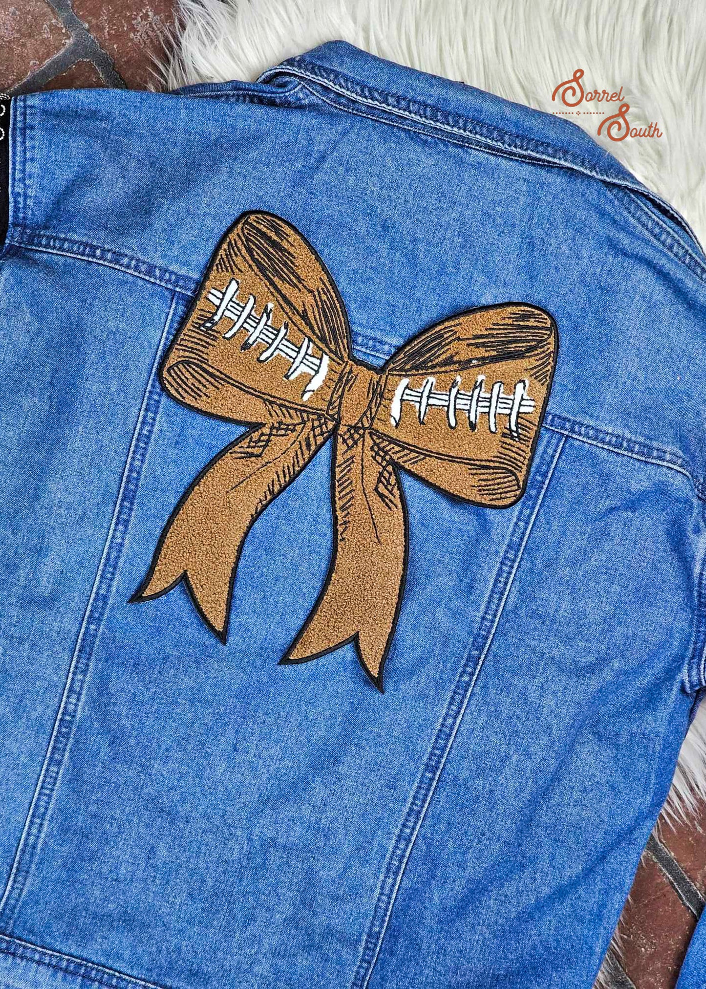 10" LARGE Football Bow Patch