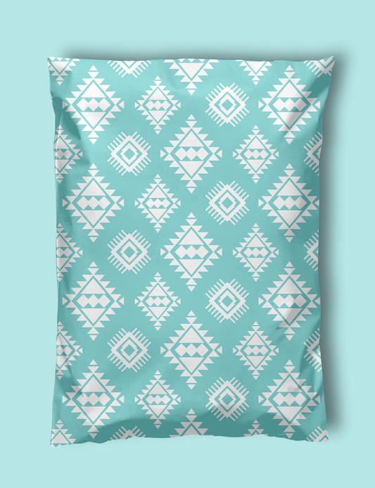 10" x 13" Turquoise & White Aztec Poly Mailers