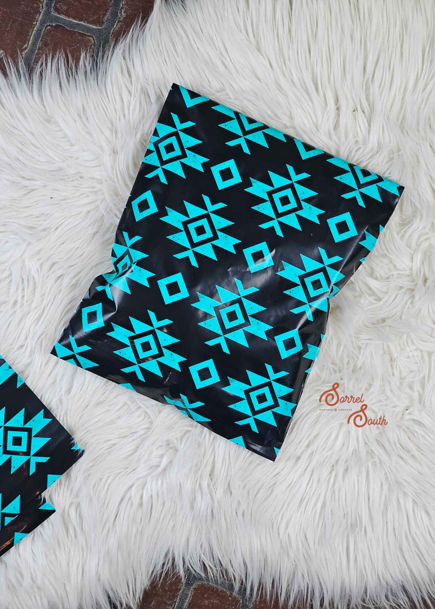 10" x 13" Turquoise & Black Aztec Poly Mailers