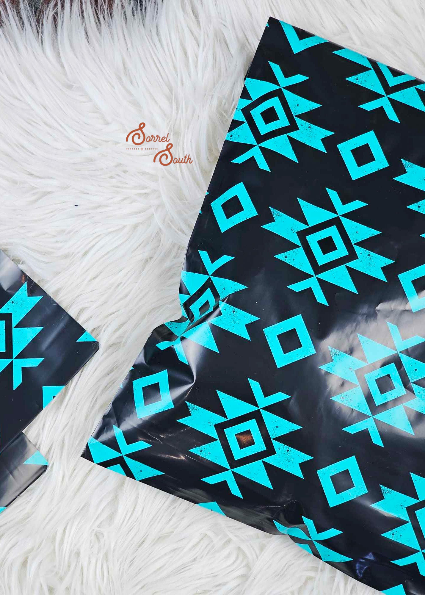 10" x 13" Turquoise & Black Aztec Poly Mailers