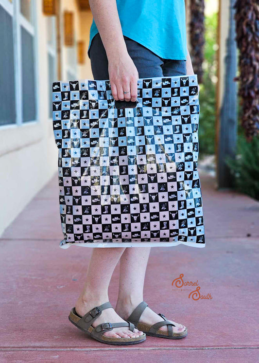 16" x 18" Western Checkered Shopping Bags, boutique shopping retail bags, merchandise bags