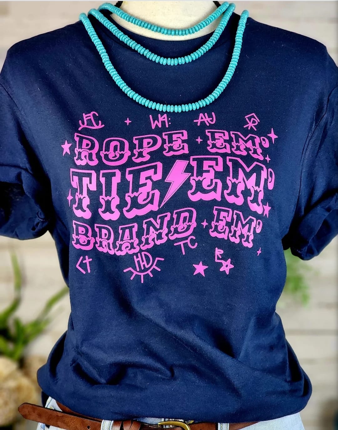 Hot Pink Rope 'Em, Tie 'Em, Brand 'Em Screenprint Transfer