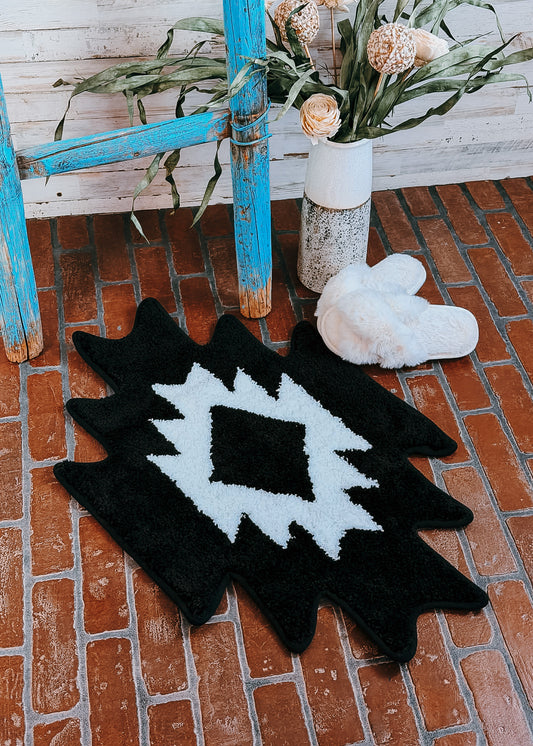 Black & White Aztec Bath Mat (Pack of 3) bath mat Sorrel South